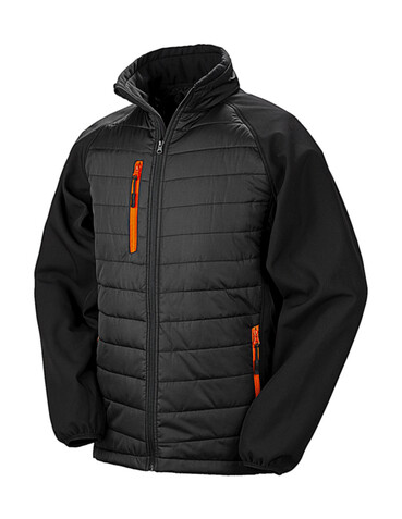 Result Compass Padded Softshell, Black/Orange, 4XL bedrucken, Art.-Nr. 084331789