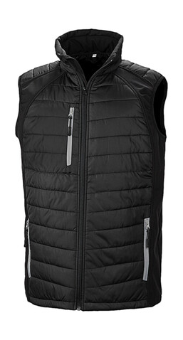 Result Compass Padded Softshell Gilet, Black/Grey, 2XL bedrucken, Art.-Nr. 085331517