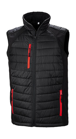 Result Compass Padded Softshell Gilet, Black/Red, S bedrucken, Art.-Nr. 085331543