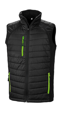 Result Compass Padded Softshell Gilet, Black/Lime, 4XL bedrucken, Art.-Nr. 085331719