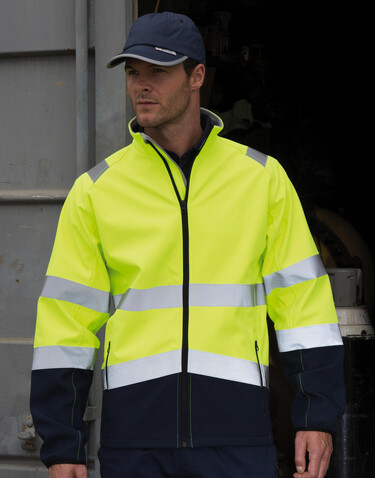 Result Printable Safety Softshell, Fluorescent Orange/Black, 2XL bedrucken, Art.-Nr. 086334787