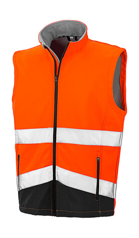 Result Printable Safety Softshell Gilet, Fluorescent Orange/Black, 2XL bedrucken, Art.-Nr. 087334787