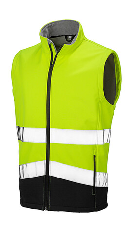 Result Printable Safety Softshell Gilet, Fluorescent Yellow/Black, 2XL bedrucken, Art.-Nr. 087336717