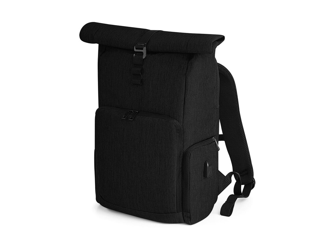 Quadra Q-Tech Charge Roll-Top Backpack, Black, One Size bedrucken, Art.-Nr. 089301010