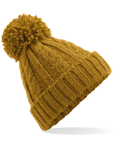 Beechfield Cable Knit Melange Beanie, Mustard, One Size bedrucken, Art.-Nr. 096696450