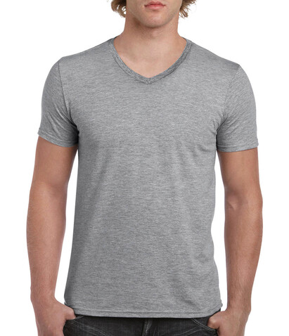 Gildan Softstyle Adult V-Neck T-Shirt, Sport Grey, 2XL bedrucken, Art.-Nr. 108091257