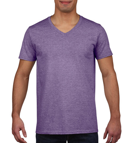 Gildan Softstyle Adult V-Neck T-Shirt, Heather Purple, S bedrucken, Art.-Nr. 108093463