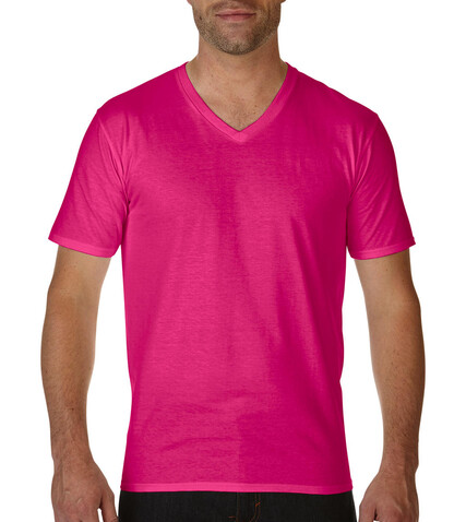Gildan Premium Cotton Adult V-Neck T-Shirt, Heliconia, S bedrucken, Art.-Nr. 110094313