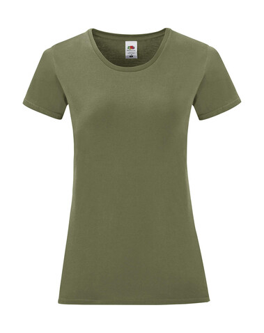 Fruit of the Loom Ladies` Iconic 150 T, Classic Olive, XS bedrucken, Art.-Nr. 112015332