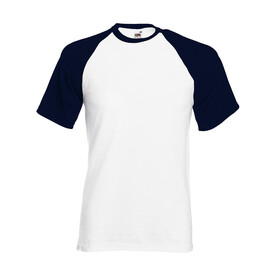 Fruit of the Loom Valueweight Baseball T, White/Deep Navy, S bedrucken, Art.-Nr. 117010503