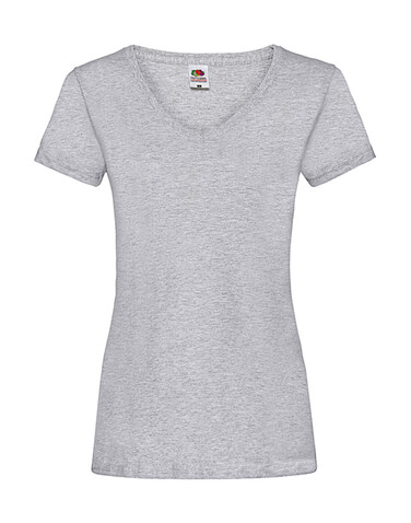 Fruit of the Loom Ladies` Valueweight V-Neck T, Heather Grey, XS bedrucken, Art.-Nr. 129011232