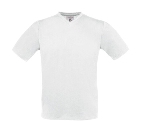 B &amp; C Exact V-neck T-Shirt, White, S bedrucken, Art.-Nr. 149420003