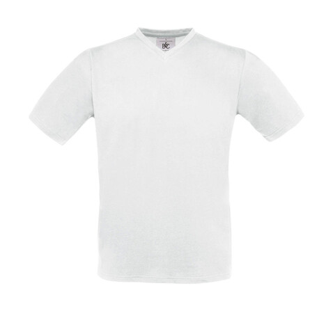 B &amp; C Exact V-neck T-Shirt, White, XL bedrucken, Art.-Nr. 149420006
