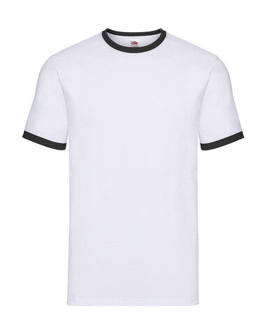 Fruit of the Loom Ringer T, White/Black, S bedrucken, Art.-Nr. 161010563