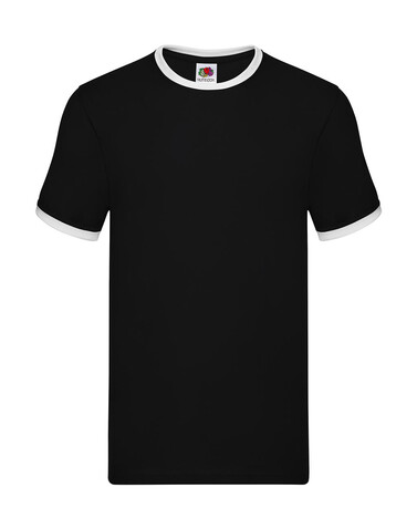 Fruit of the Loom Ringer T, Black/White, M bedrucken, Art.-Nr. 161011504