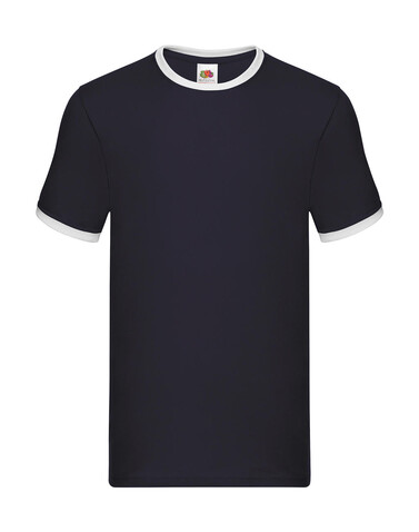 Fruit of the Loom Ringer T, Navy/White, XL bedrucken, Art.-Nr. 161012526