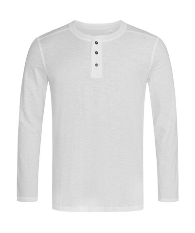 Stedman Shawn Henley LS T-shirt Men, White, L bedrucken, Art.-Nr. 162050005
