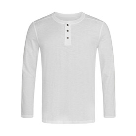 Stedman Shawn Henley LS T-shirt Men, White, S bedrucken, Art.-Nr. 162050003