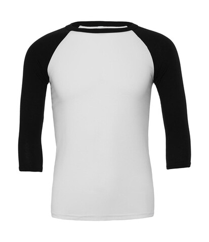 Bella Unisex 3/4 Sleeve Baseball T-Shirt, White/Black, L bedrucken, Art.-Nr. 163060565