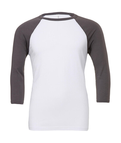 Bella Unisex 3/4 Sleeve Baseball T-Shirt, White/Deep Heather, S bedrucken, Art.-Nr. 163060573