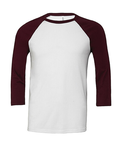 Bella Unisex 3/4 Sleeve Baseball T-Shirt, White/Maroon, S bedrucken, Art.-Nr. 163060763