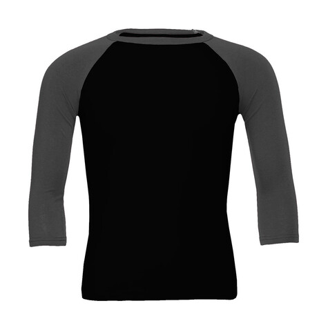 Bella Unisex 3/4 Sleeve Baseball T-Shirt, Black/Deep Heather, 2XL bedrucken, Art.-Nr. 163061667