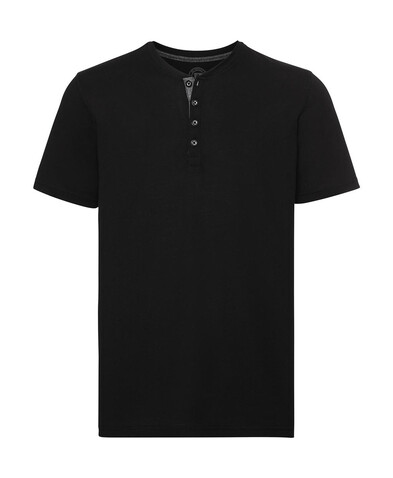 Russell Europe Men`s Henley HD T, Black, S bedrucken, Art.-Nr. 168001013