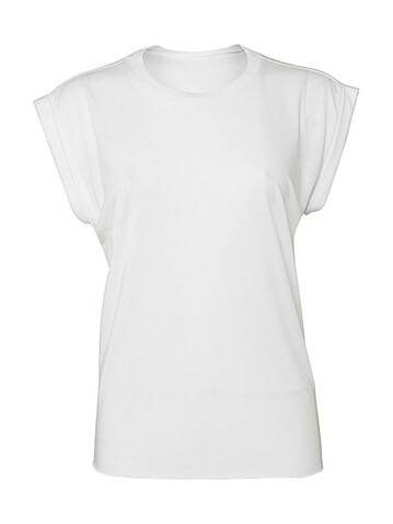 Bella Women`s Flowy Muscle Tee Rolled Cuff, White, XL bedrucken, Art.-Nr. 171060006