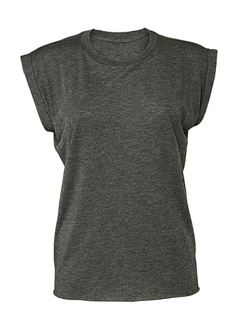 Bella Women`s Flowy Muscle Tee Rolled Cuff, Dark Grey Heather, XL bedrucken, Art.-Nr. 171061276