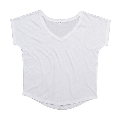 Mantis Women`s Loose Fit V Neck T, White, L bedrucken, Art.-Nr. 173480005