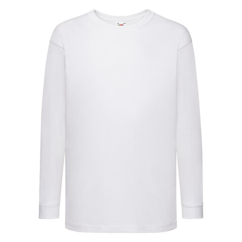 Fruit of the Loom Kids` Valueweight Long Sleeve T, White, 104 (3-4) bedrucken, Art.-Nr. 185010003