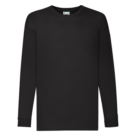 Fruit of the Loom Kids` Valueweight Long Sleeve T, Black, 164 (14-15) bedrucken, Art.-Nr. 185011018