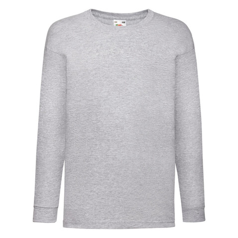 Fruit of the Loom Kids` Valueweight Long Sleeve T, Heather Grey, 104 (3-4) bedrucken, Art.-Nr. 185011233