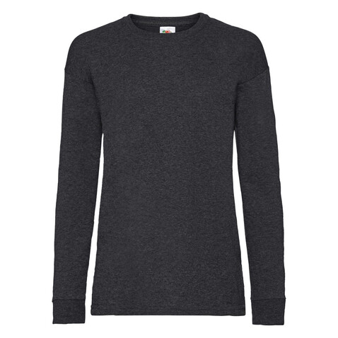 Fruit of the Loom Kids` Valueweight Long Sleeve T, Dark Heather Grey, 164 (14-15) bedrucken, Art.-Nr. 185011268