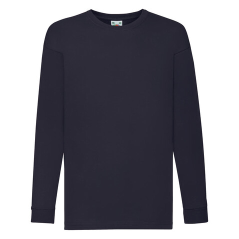 Fruit of the Loom Kids` Valueweight Long Sleeve T, Deep Navy, 116 (5-6) bedrucken, Art.-Nr. 185012024