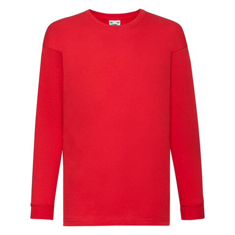 Fruit of the Loom Kids` Valueweight Long Sleeve T, Red, 140 (9-11) bedrucken, Art.-Nr. 185014006