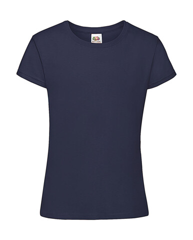 Fruit of the Loom Girls` Sofspun® T, Navy, 128 (7-8) bedrucken, Art.-Nr. 188012005