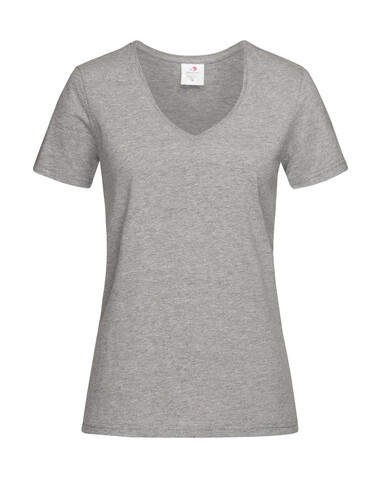 Stedman Classic-T V-Neck Women, Grey Heather, 2XL bedrucken, Art.-Nr. 197051237