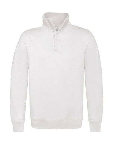 B &amp; C ID.004 Cotton Rich 1/4 Zip Sweat, White, L bedrucken, Art.-Nr. 210420005