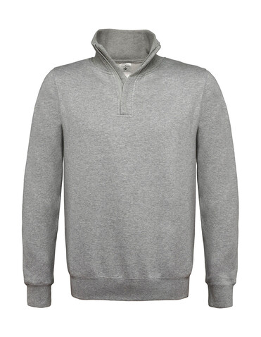 B &amp; C ID.004 Cotton Rich 1/4 Zip Sweat, Heather Grey, M bedrucken, Art.-Nr. 210421234