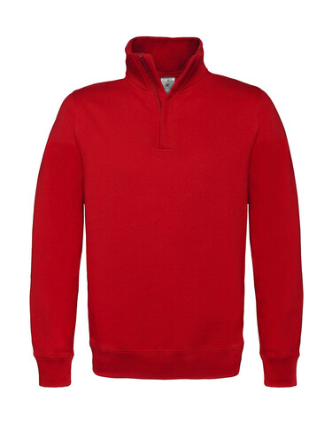 B &amp; C ID.004 Cotton Rich 1/4 Zip Sweat, Red, 2XL bedrucken, Art.-Nr. 210424007