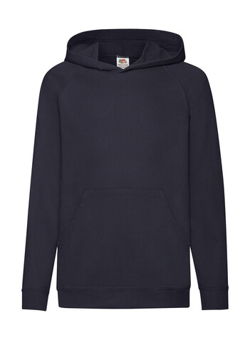 Fruit of the Loom Kids` Lightweight Hooded Sweat, Deep Navy, 128 (7-8) bedrucken, Art.-Nr. 218012025