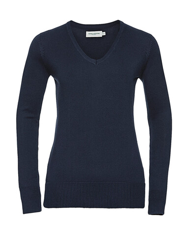 Russell Europe Ladies’ V-Neck Knitted Pullover, French Navy, S bedrucken, Art.-Nr. 219002013