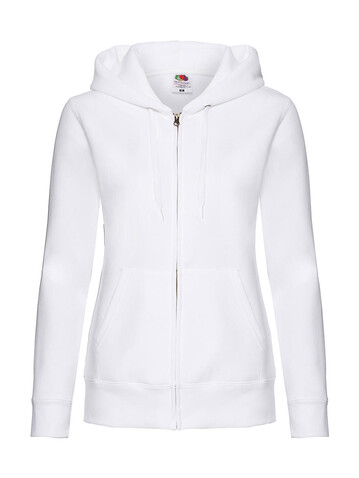 Fruit of the Loom Premium Hooded Sweat Jacket Lady-Fit, White, L (14) bedrucken, Art.-Nr. 254010005