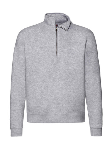 Fruit of the Loom Premium Zip Neck Sweat, Heather Grey, M bedrucken, Art.-Nr. 261011234