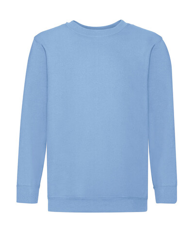 Fruit of the Loom Kids` Classic Set-In Sweat, Sky Blue, 128 (7-8) bedrucken, Art.-Nr. 287013205