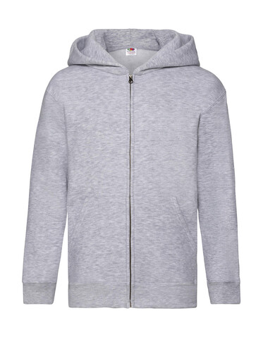 Fruit of the Loom Kids` Premium Hooded Sweat Jacket, Heather Grey, 140 (9-11) bedrucken, Art.-Nr. 298011236