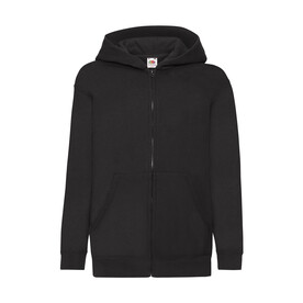 Fruit of the Loom Kids` Classic Hooded Sweat Jacket, Black, 116 (5-6) bedrucken, Art.-Nr. 299011014