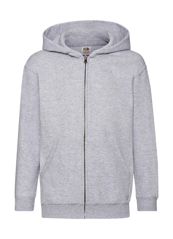 Fruit of the Loom Kids` Classic Hooded Sweat Jacket, Heather Grey, 140 (9-11) bedrucken, Art.-Nr. 299011236