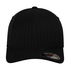 Flexfit Pinstripe Cap, Black/White, S/M bedrucken, Art.-Nr. 300681501